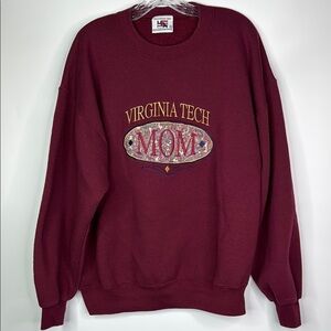 Vintage Virginia Tech Mom Burgundy Crewneck Sweatshirt Size XL